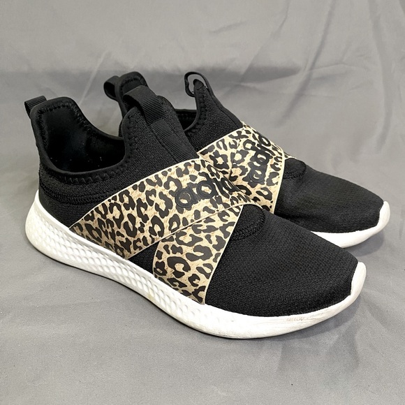 Adidas Puremotion Adapt Slip On Black White Leopard Print ShoesWomens Size 6.5 - Picture 1 of 7